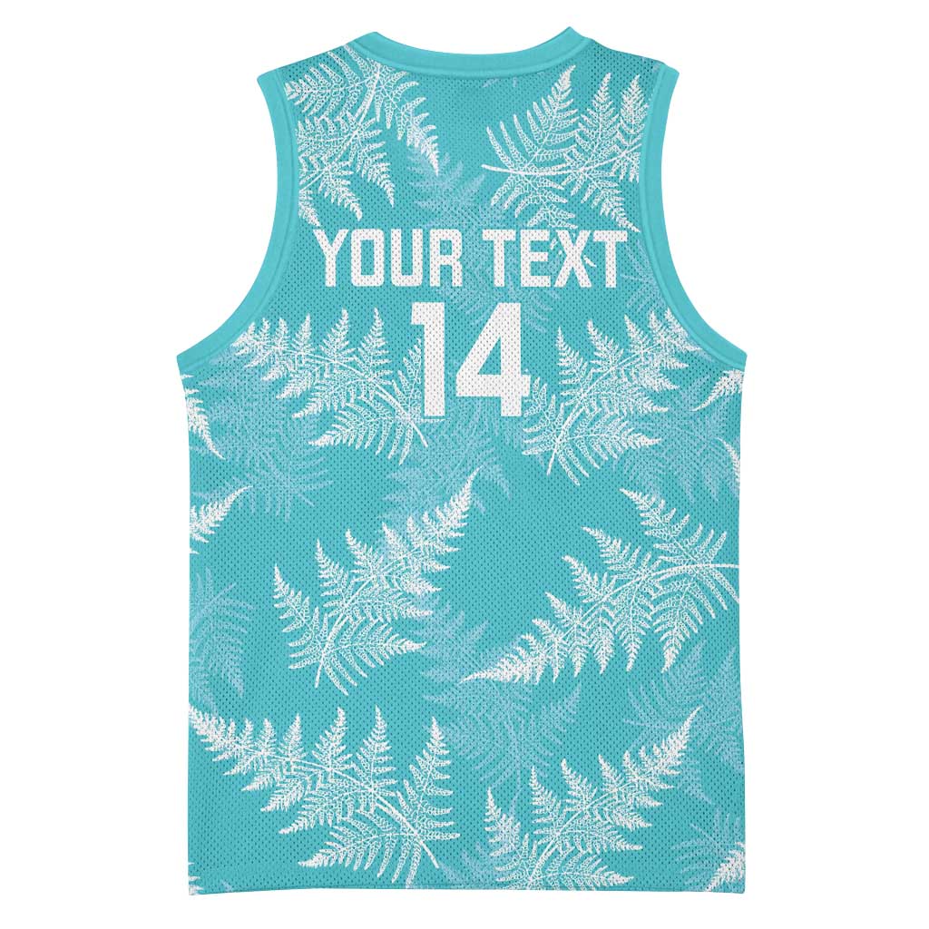 New Zealand Silver Fern Rugby Custom Basketball Jersey Go Aotearoa Champions Turquoise Version - Polynesian Pride
