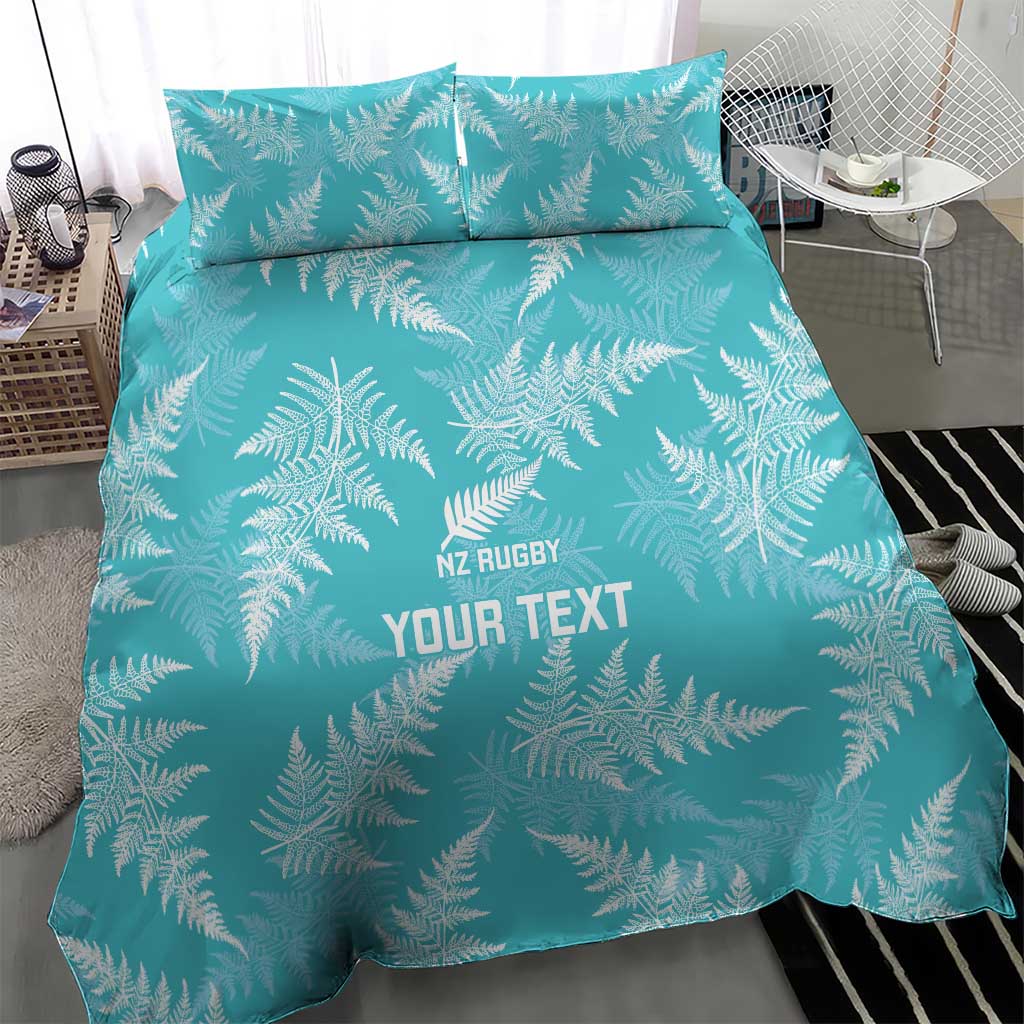 New Zealand Silver Fern Rugby Custom Bedding Set Go Aotearoa Champions Turquoise Version - Polynesian Pride