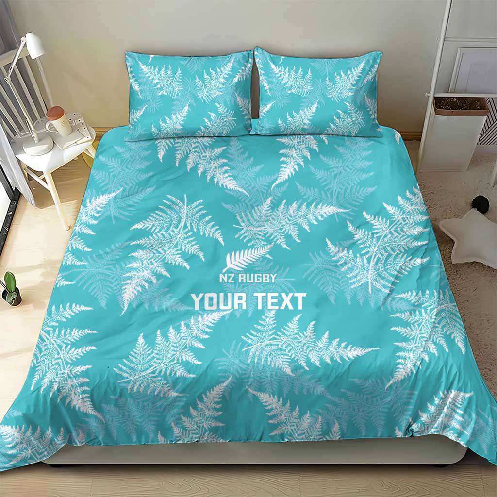 New Zealand Silver Fern Rugby Custom Bedding Set Go Aotearoa Champions Turquoise Version - Polynesian Pride