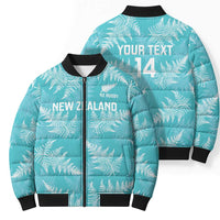 New Zealand Silver Fern Rugby Custom Bomber Puffer Jacket Go Aotearoa Champions Turquoise Version - Polynesian Pride