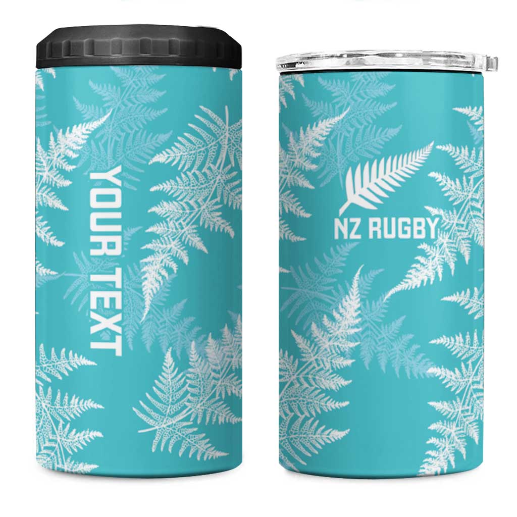 New Zealand Silver Fern Rugby Custom 4 in 1 Can Cooler Tumbler Go Aotearoa Champions Turquoise Version - Polynesian Pride