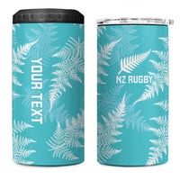 New Zealand Silver Fern Rugby Custom 4 in 1 Can Cooler Tumbler Go Aotearoa Champions Turquoise Version - Polynesian Pride