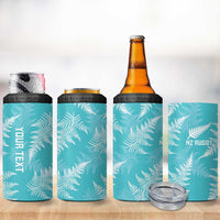 New Zealand Silver Fern Rugby Custom 4 in 1 Can Cooler Tumbler Go Aotearoa Champions Turquoise Version - Polynesian Pride