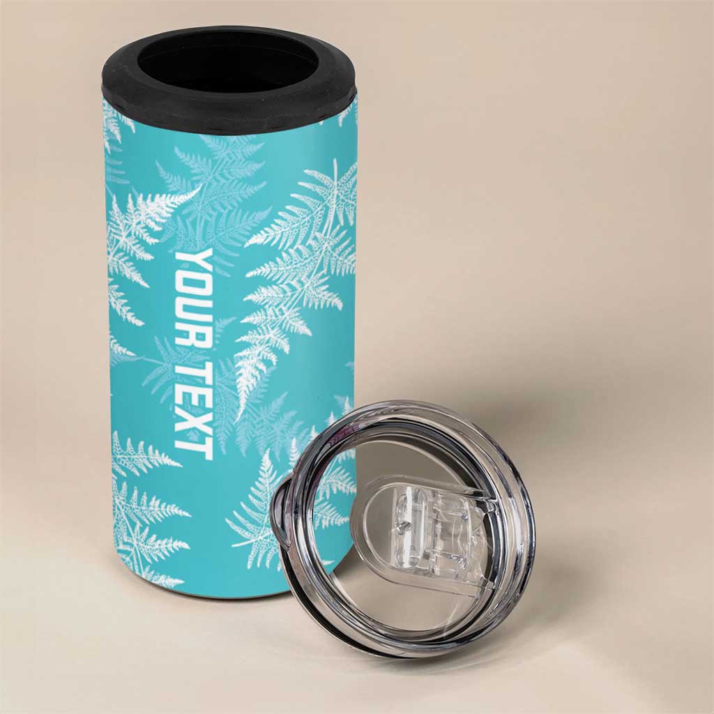 New Zealand Silver Fern Rugby Custom 4 in 1 Can Cooler Tumbler Go Aotearoa Champions Turquoise Version - Polynesian Pride