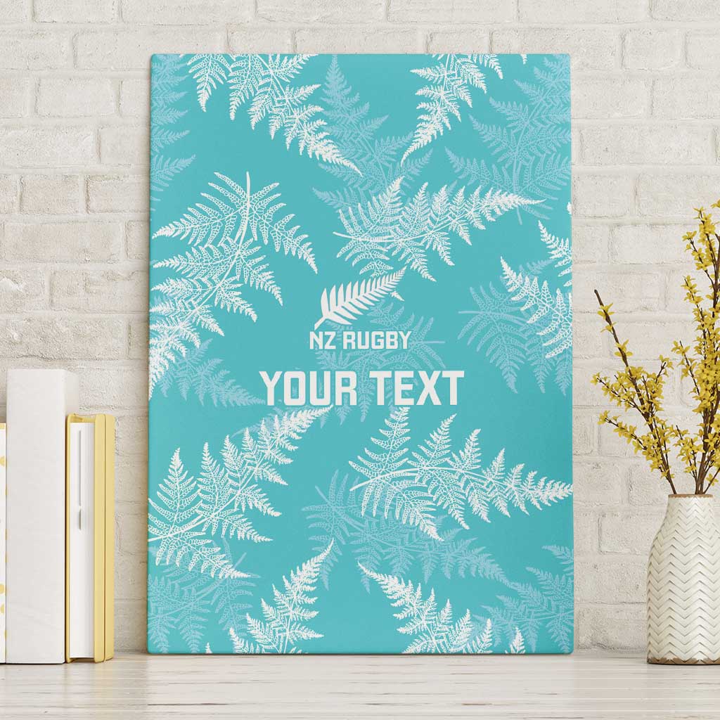 New Zealand Silver Fern Rugby Custom Canvas Wall Art Go Aotearoa Champions Turquoise Version - Polynesian Pride
