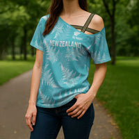 New Zealand Silver Fern Rugby Custom Cross Shoulder Shirt Go Aotearoa Champions Turquoise Version - Polynesian Pride