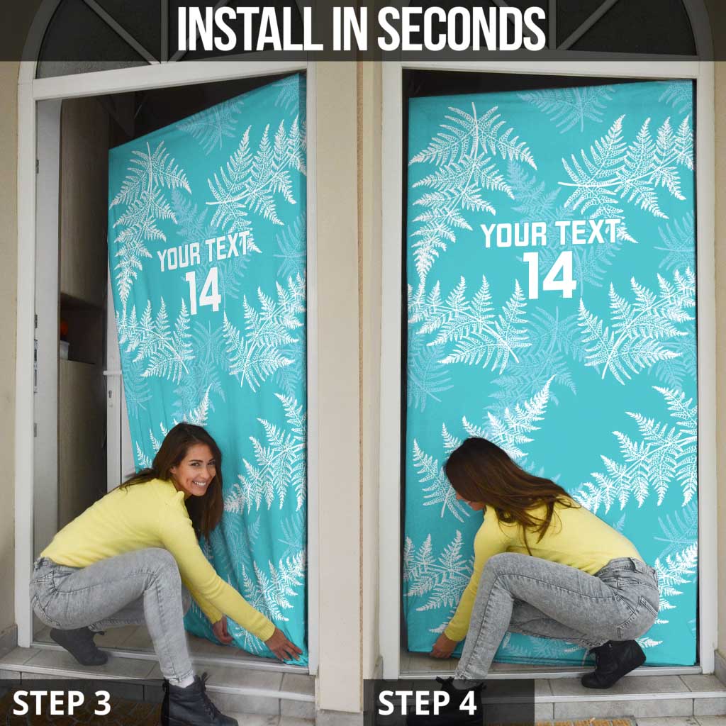 New Zealand Silver Fern Rugby Custom Door Cover Go Aotearoa Champions Turquoise Version - Polynesian Pride