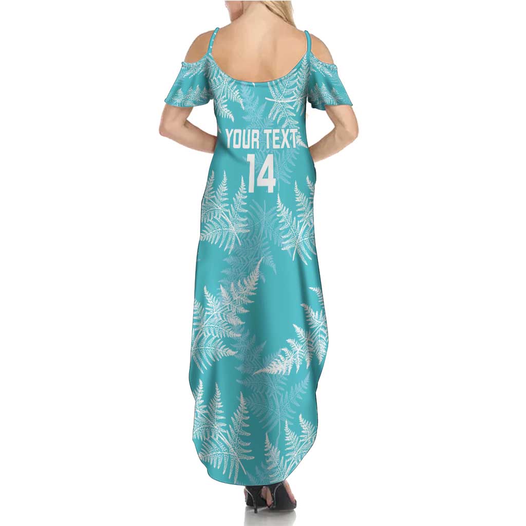 New Zealand Silver Fern Rugby Custom Family Matching Summer Maxi Dress and Hawaiian Shirt Go Aotearoa Champions Turquoise Version - Polynesian Pride