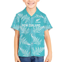 New Zealand Silver Fern Rugby Custom Family Matching Summer Maxi Dress and Hawaiian Shirt Go Aotearoa Champions Turquoise Version - Polynesian Pride
