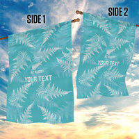 New Zealand Silver Fern Rugby Custom Garden Flag Go Aotearoa Champions Turquoise Version - Polynesian Pride