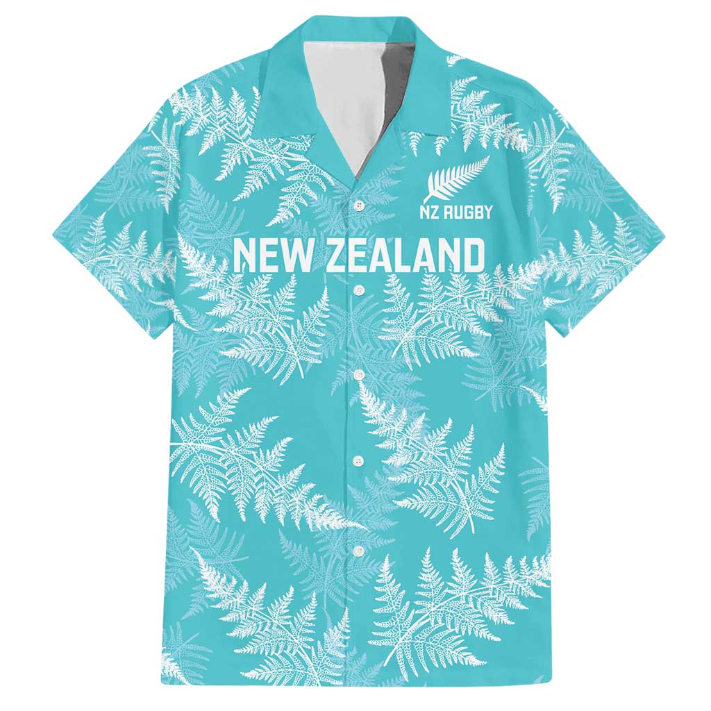 New Zealand Silver Fern Rugby Custom Hawaiian Shirt Go Aotearoa Champions Turquoise Version - Polynesian Pride