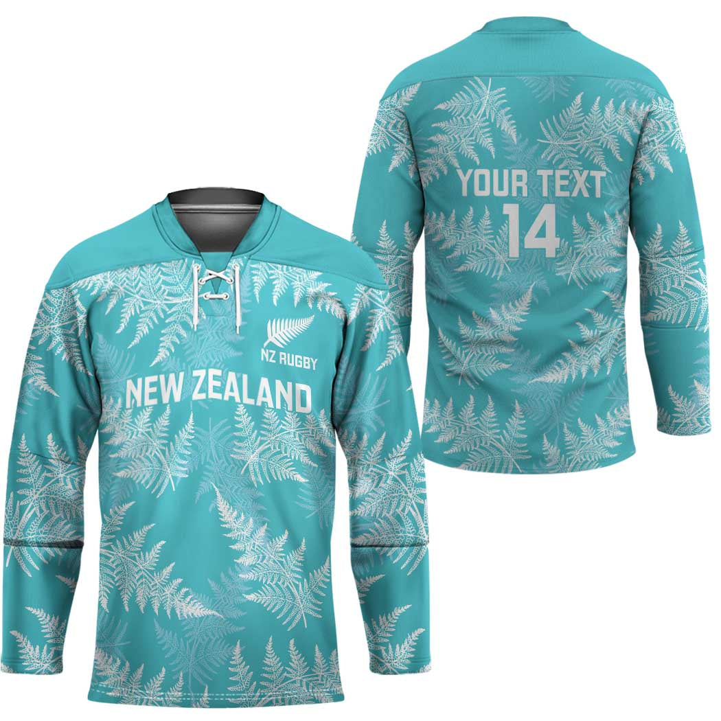 New Zealand Silver Fern Rugby Custom Hockey Jersey Go Aotearoa Champions Turquoise Version - Polynesian Pride