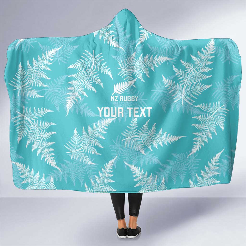 New Zealand Silver Fern Rugby Custom Hooded Blanket Go Aotearoa Champions Turquoise Version - Polynesian Pride