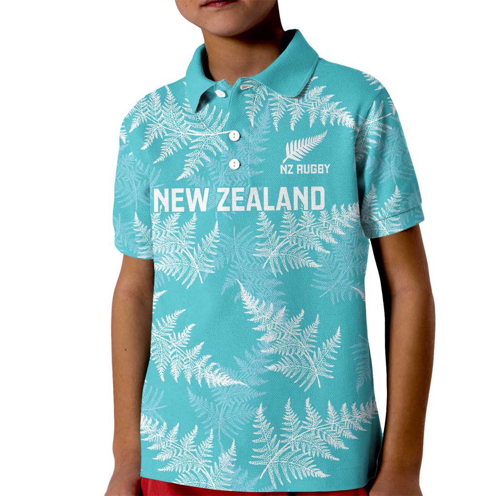 New Zealand Silver Fern Rugby Custom Kid Polo Shirt Go Aotearoa Champions Turquoise Version - Polynesian Pride