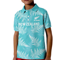 New Zealand Silver Fern Rugby Custom Kid Polo Shirt Go Aotearoa Champions Turquoise Version - Polynesian Pride