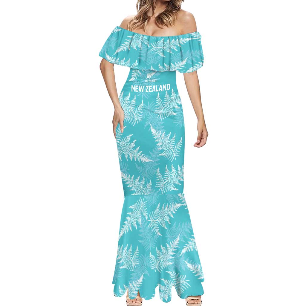 New Zealand Silver Fern Rugby Custom Mermaid Dress Go Aotearoa Champions Turquoise Version - Polynesian Pride