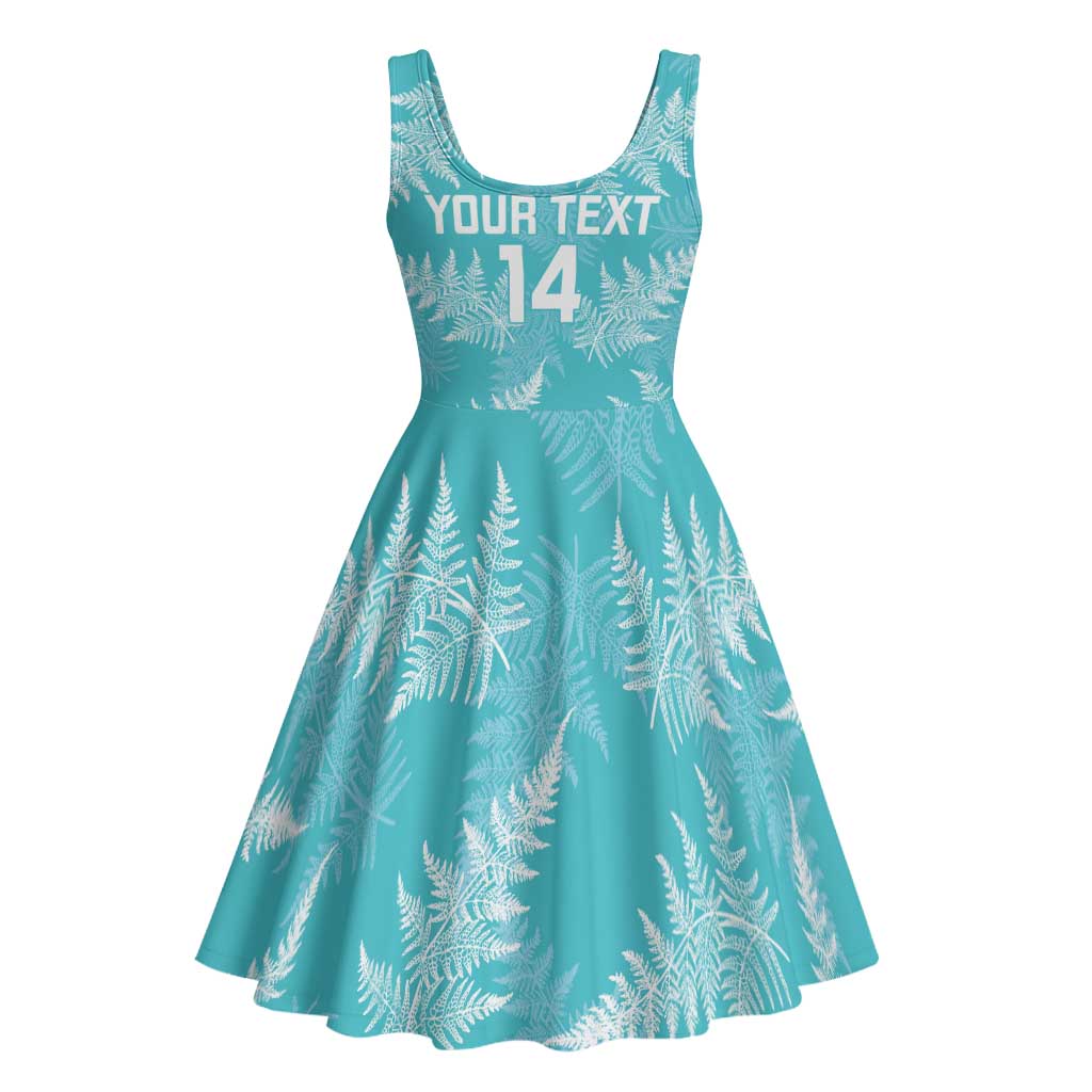 New Zealand Silver Fern Rugby Custom Midi Dress Go Aotearoa Champions Turquoise Version - Polynesian Pride