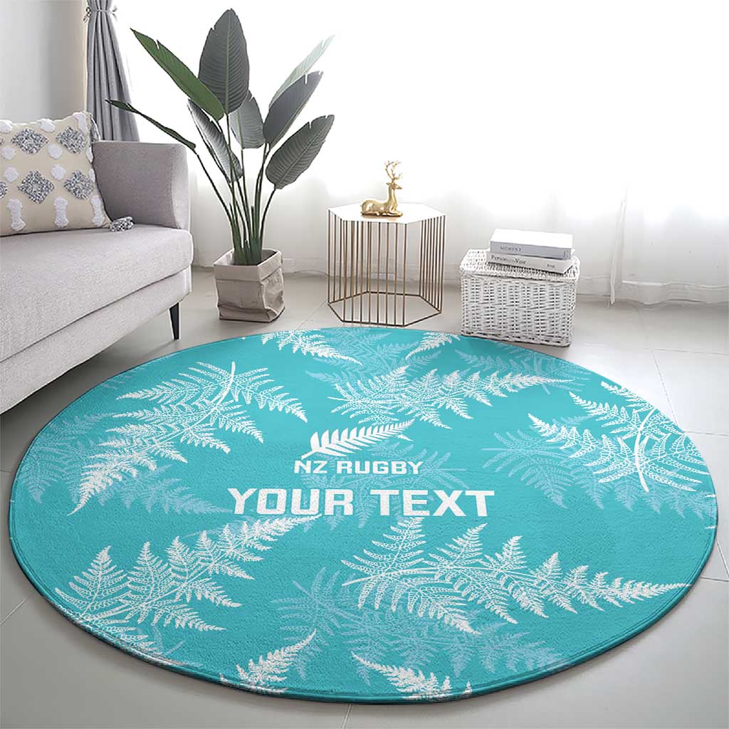 New Zealand Silver Fern Rugby Custom Round Carpet Go Aotearoa Champions Turquoise Version - Polynesian Pride