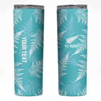 New Zealand Silver Fern Rugby Custom Skinny Tumbler Go Aotearoa Champions Turquoise Version - Polynesian Pride