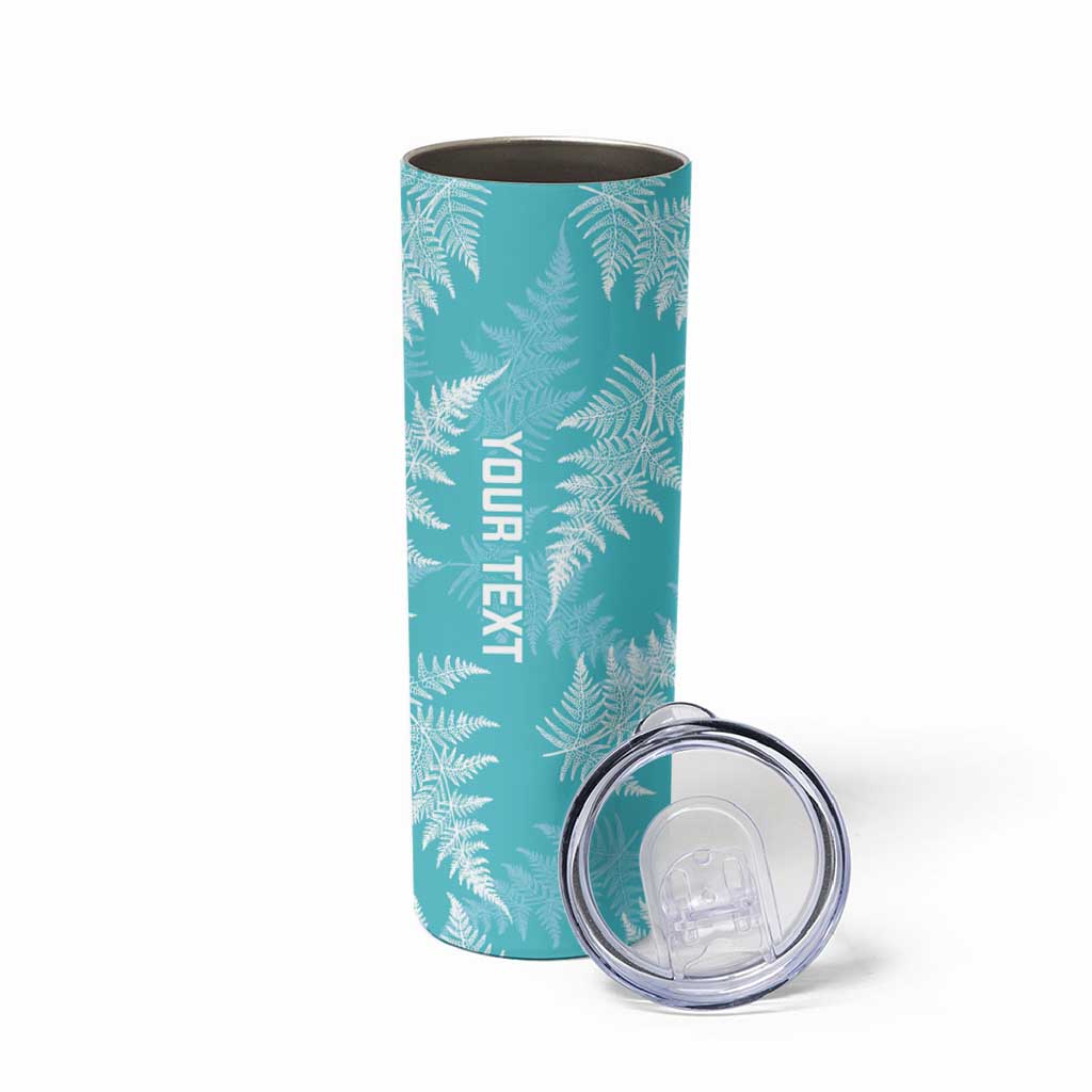 New Zealand Silver Fern Rugby Custom Skinny Tumbler Go Aotearoa Champions Turquoise Version - Polynesian Pride