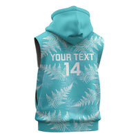 New Zealand Silver Fern Rugby Custom Sleeveless Zip Hoodie Go Aotearoa Champions Turquoise Version - Polynesian Pride