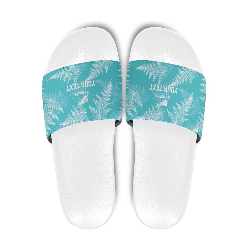 New Zealand Silver Fern Rugby Custom Slide Sandals Go Aotearoa Champions Turquoise Version - Polynesian Pride