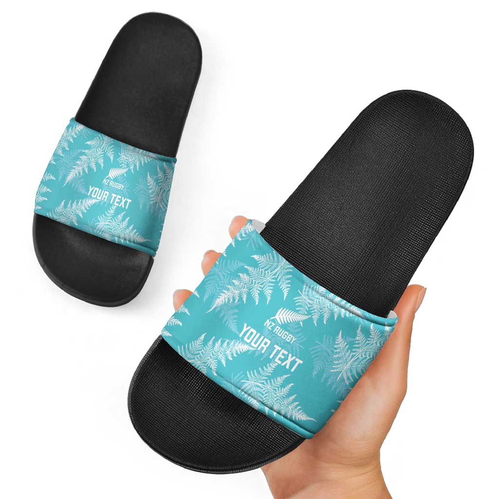New Zealand Silver Fern Rugby Custom Slide Sandals Go Aotearoa Champions Turquoise Version - Polynesian Pride