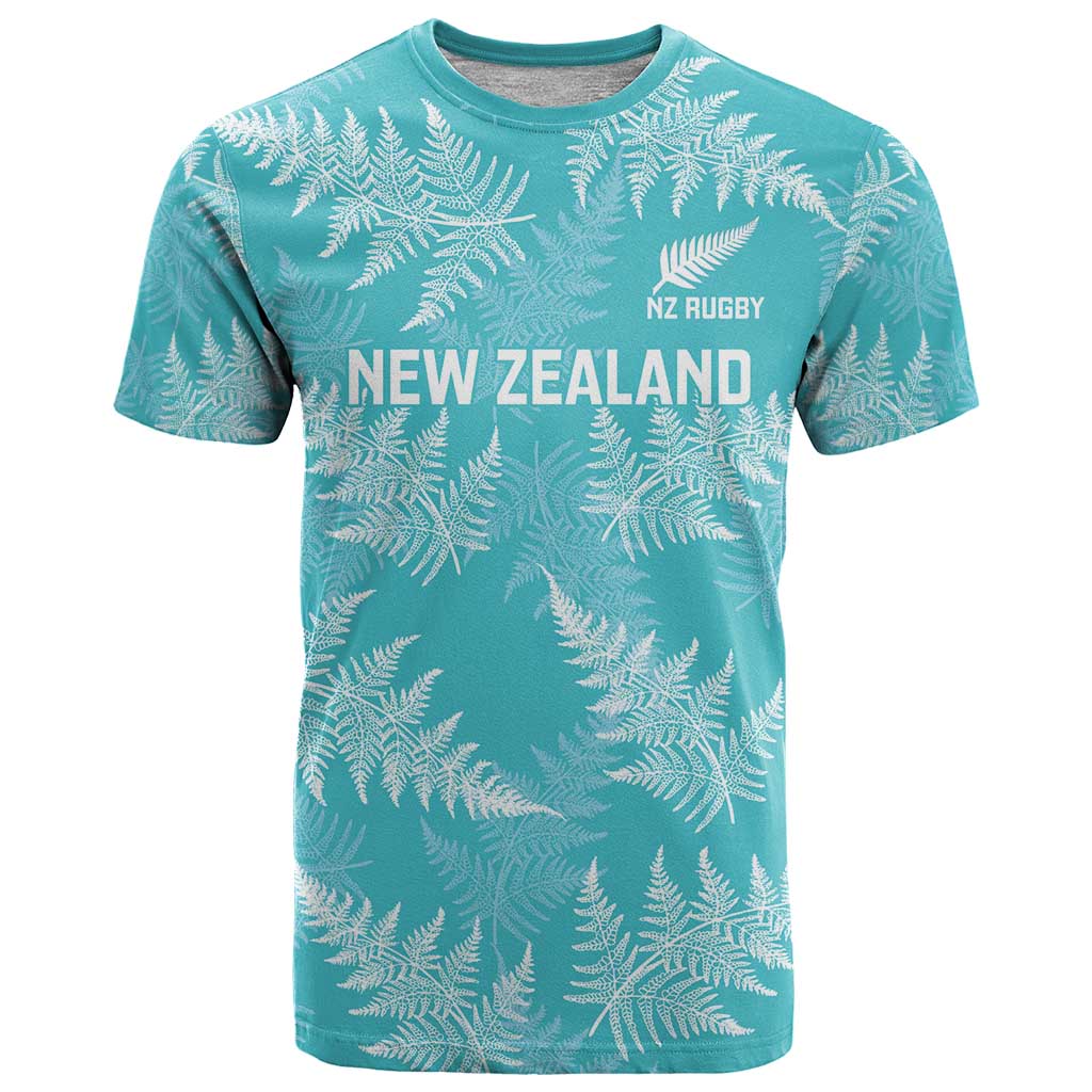 New Zealand Silver Fern Rugby Custom T Shirt Go Aotearoa Champions Turquoise Version - Polynesian Pride