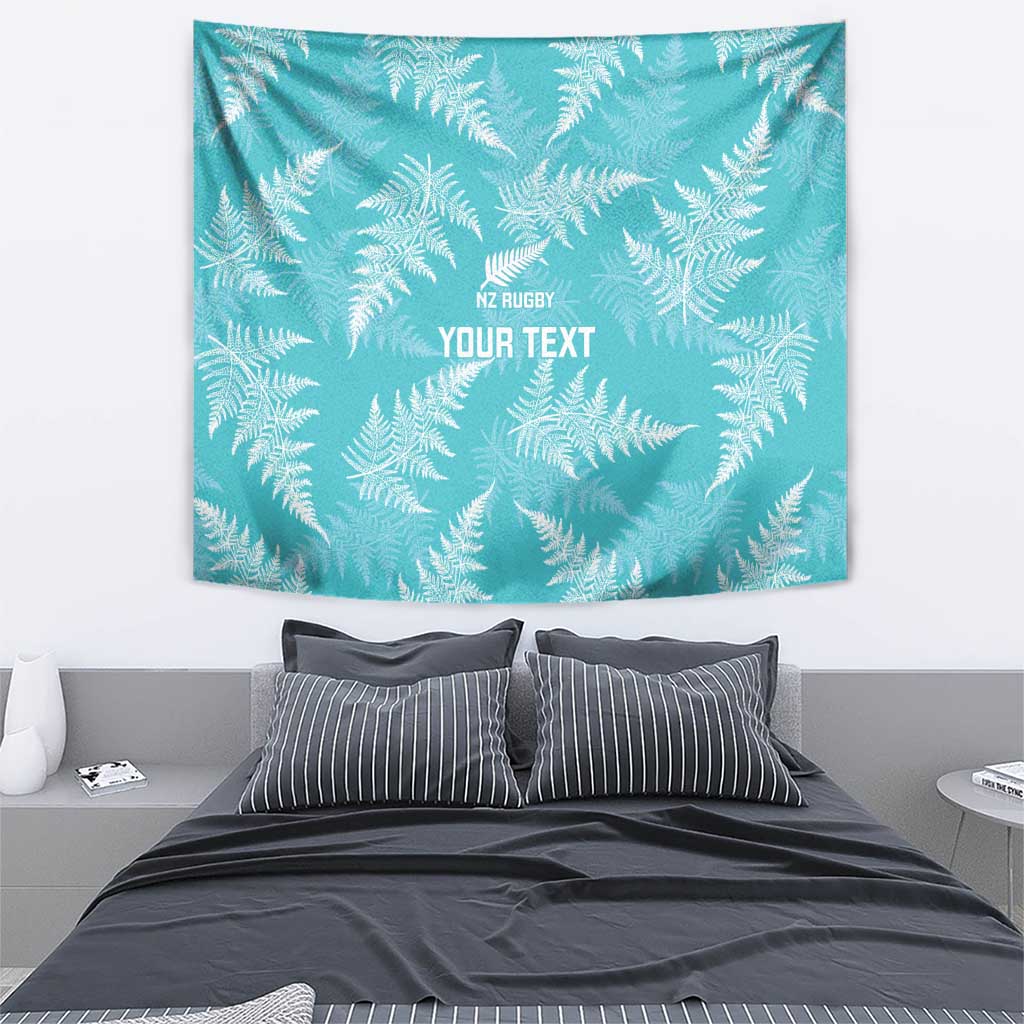 New Zealand Silver Fern Rugby Custom Tapestry Go Aotearoa Champions Turquoise Version - Polynesian Pride