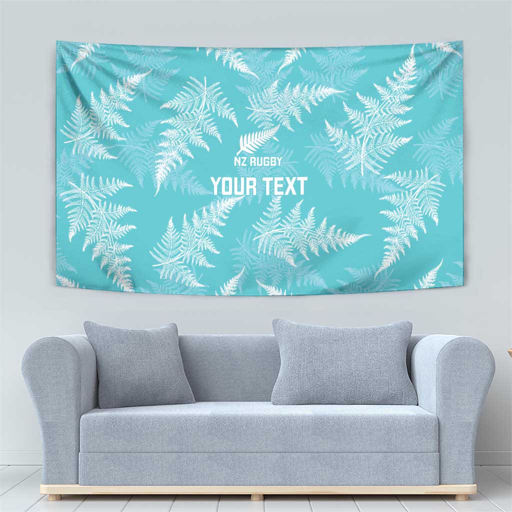 New Zealand Silver Fern Rugby Custom Tapestry Go Aotearoa Champions Turquoise Version - Polynesian Pride