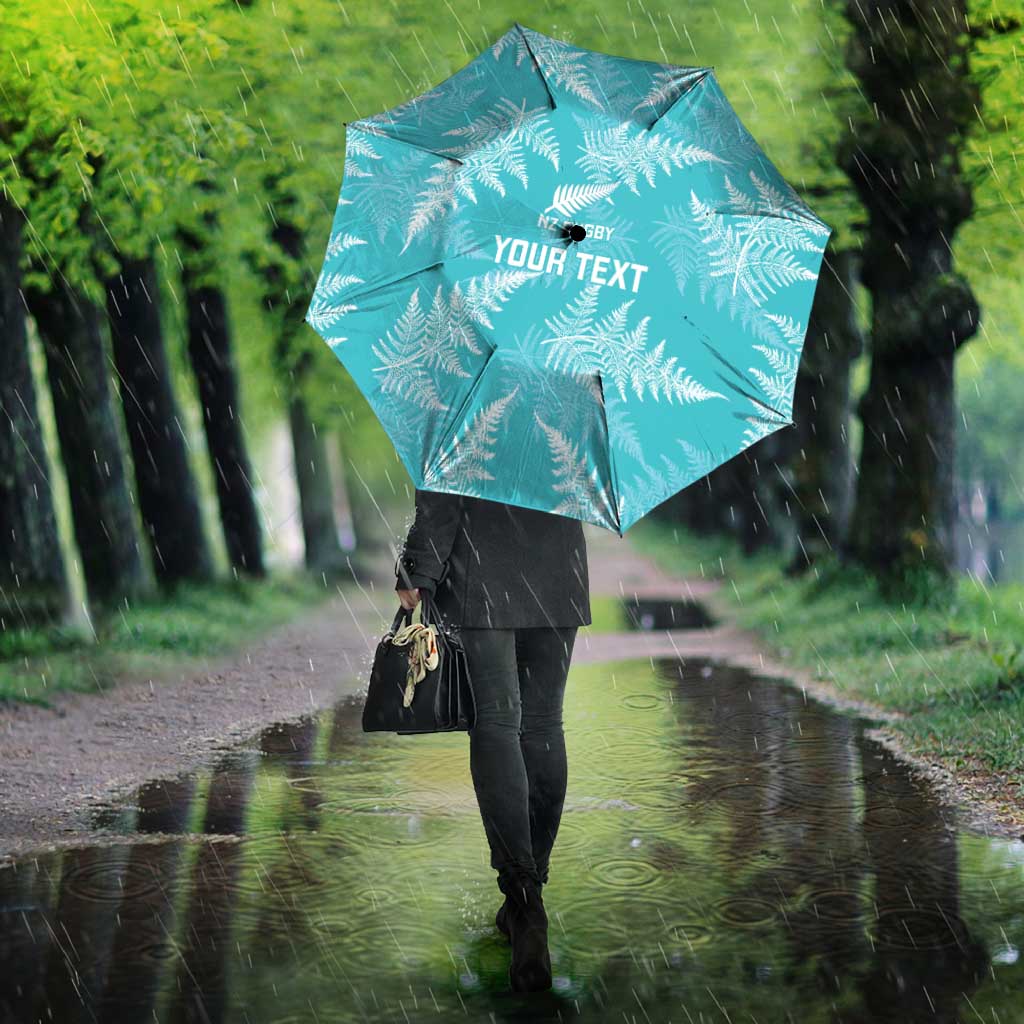 New Zealand Silver Fern Rugby Custom Umbrella Go Aotearoa Champions Turquoise Version - Polynesian Pride