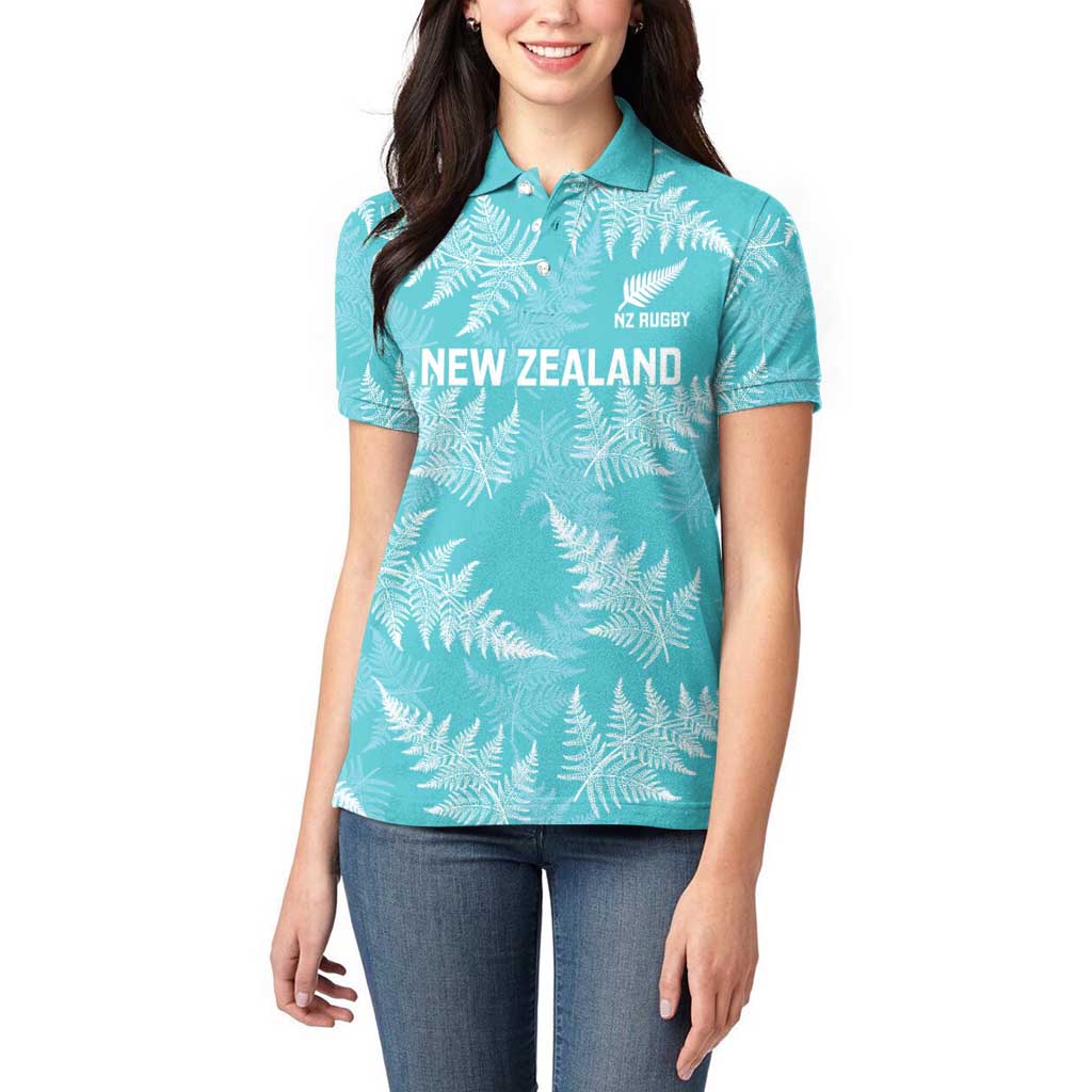 New Zealand Silver Fern Rugby Custom Women Polo Shirt Go Aotearoa Champions Turquoise Version - Polynesian Pride
