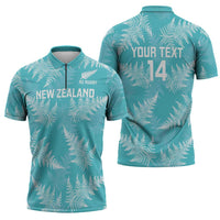 New Zealand Silver Fern Rugby Custom Zipper Polo Shirt Go Aotearoa Champions Turquoise Version - Polynesian Pride