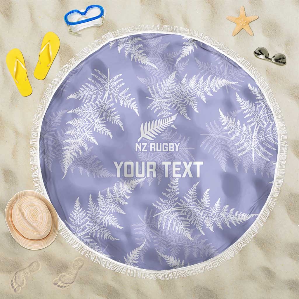 New Zealand Silver Fern Rugby Custom Beach Blanket Go Aotearoa Champions Purple Version - Polynesian Pride
