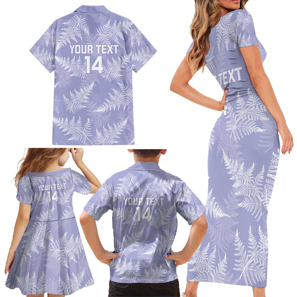 New Zealand Silver Fern Rugby Custom Family Matching Short Sleeve Bodycon Dress and Hawaiian Shirt Go Aotearoa Champions Purple Version - Polynesian Pride