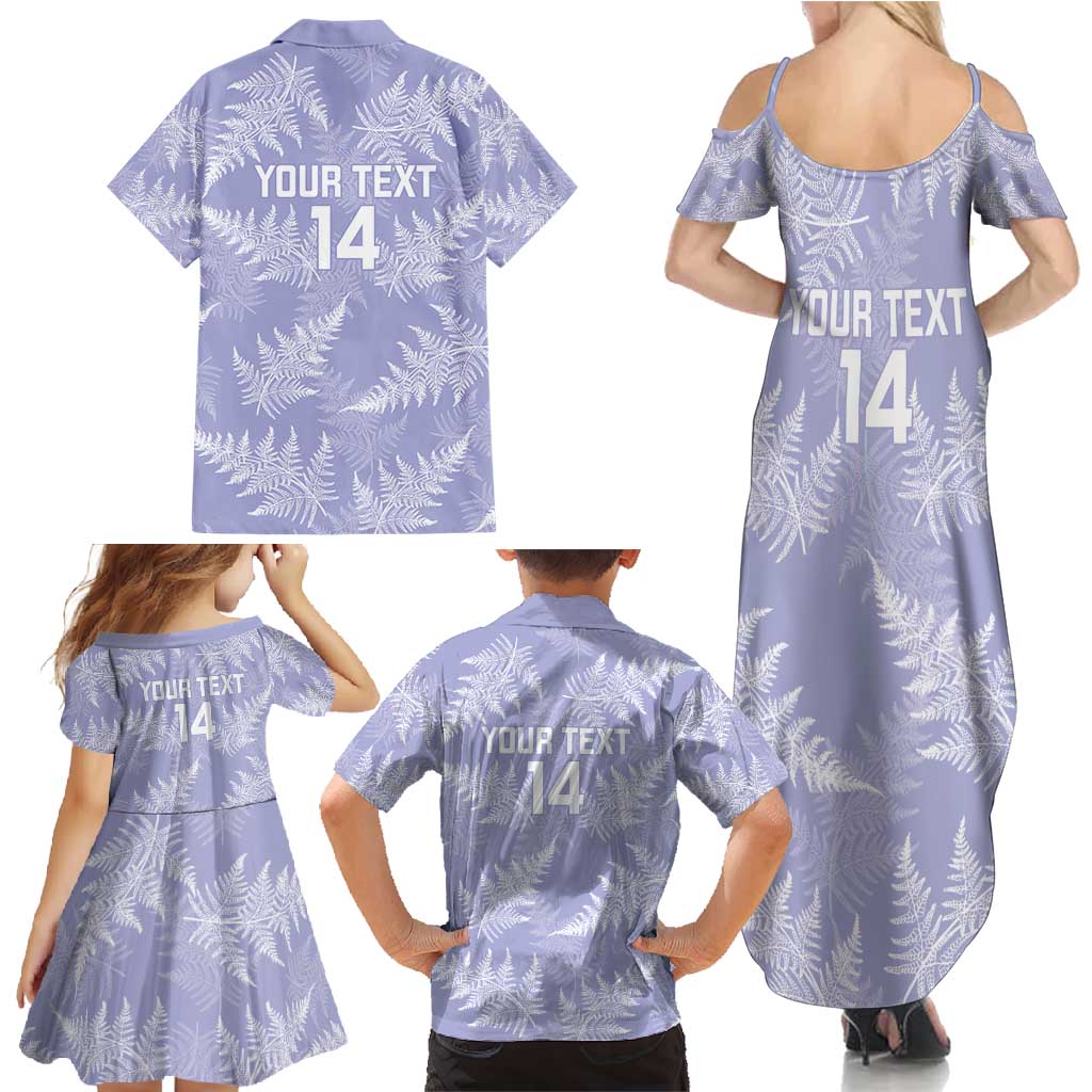 New Zealand Silver Fern Rugby Custom Family Matching Summer Maxi Dress and Hawaiian Shirt Go Aotearoa Champions Purple Version - Polynesian Pride