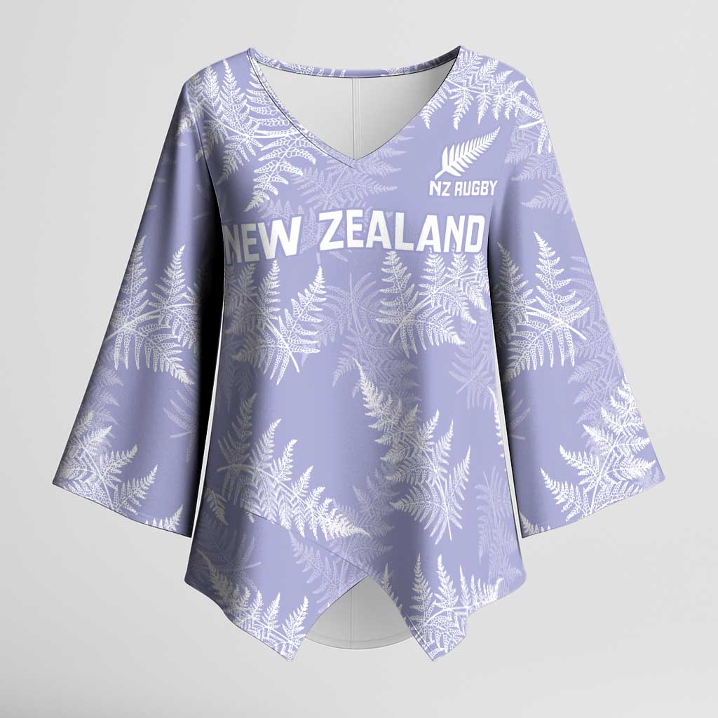 New Zealand Silver Fern Rugby Custom Kimono Sleeve Blouse Go Aotearoa Champions Purple Version - Polynesian Pride