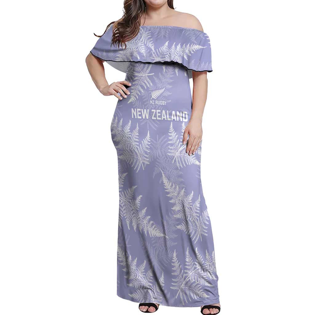 New Zealand Silver Fern Rugby Custom Off Shoulder Maxi Dress Go Aotearoa Champions Purple Version - Polynesian Pride
