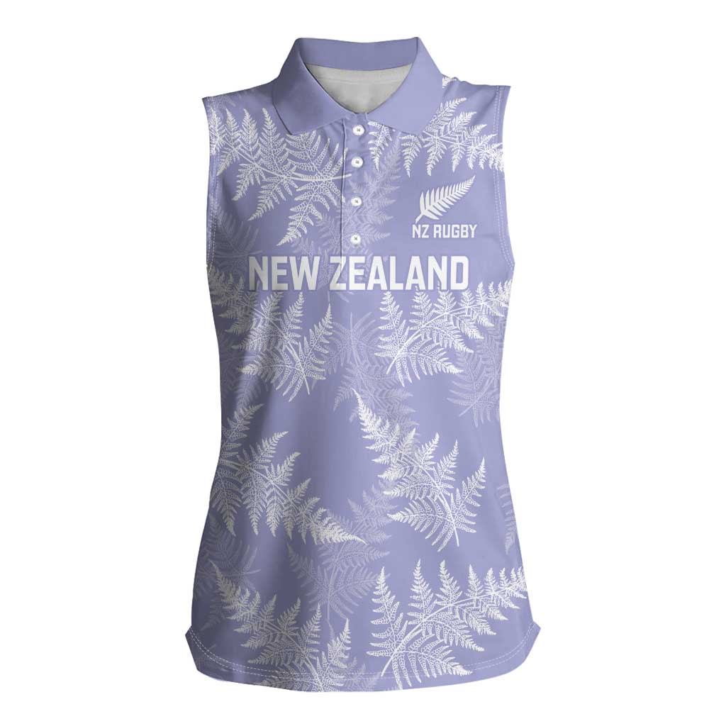 New Zealand Silver Fern Rugby Custom Women Sleeveless Polo Shirt Go Aotearoa Champions Purple Version - Polynesian Pride