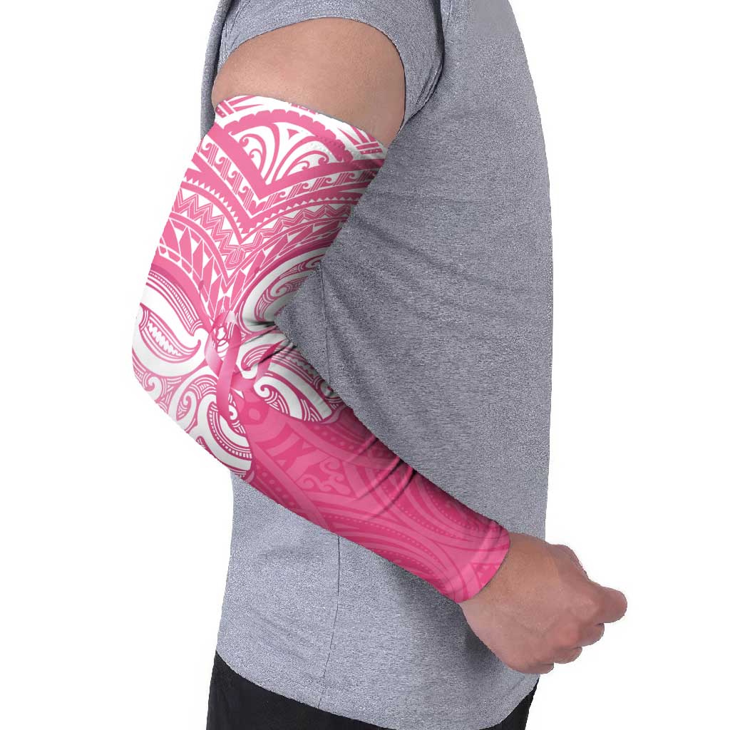 New Zealand Breast Cancer Awareness Arm Sleeves Maori Butterfly Pink Ribbon - Polynesian Pride