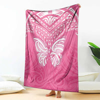 New Zealand Breast Cancer Awareness Blanket Maori Butterfly Pink Ribbon - Polynesian Pride