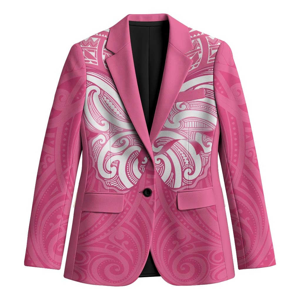 New Zealand Breast Cancer Awareness Blazer Maori Butterfly Pink Ribbon - Polynesian Pride