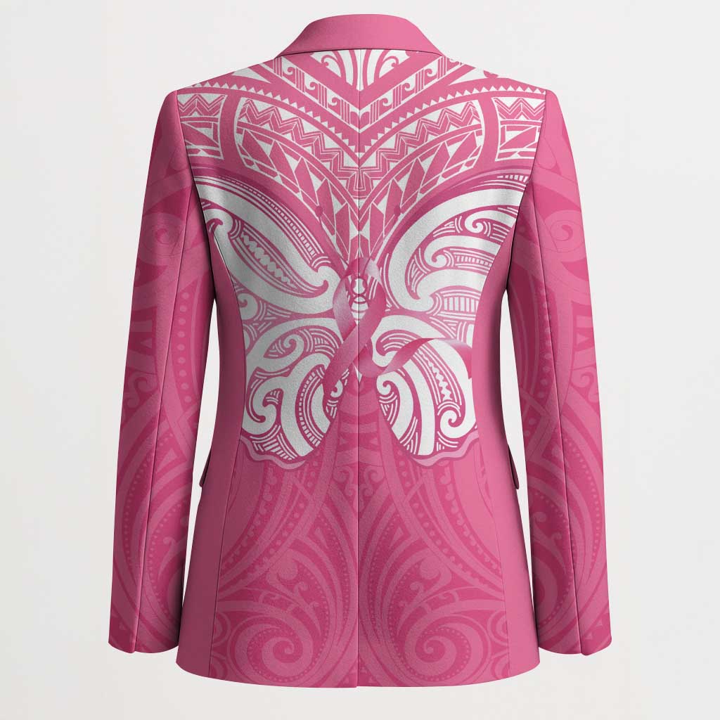 New Zealand Breast Cancer Awareness Blazer Maori Butterfly Pink Ribbon - Polynesian Pride