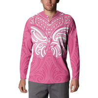 New Zealand Breast Cancer Awareness Button Sweatshirt Maori Butterfly Pink Ribbon LT14 - Polynesian Pride