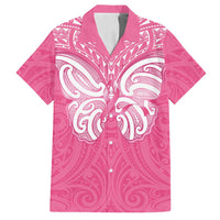 New Zealand Breast Cancer Awareness Family Matching Long Sleeve Bodycon Dress and Hawaiian Shirt Maori Butterfly Pink Ribbon - Polynesian Pride