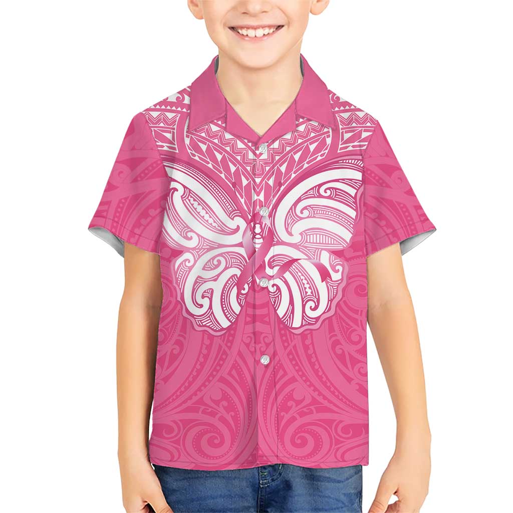 New Zealand Breast Cancer Awareness Hawaiian Shirt Maori Butterfly Pink Ribbon - Polynesian Pride