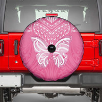 New Zealand Breast Cancer Awareness Spare Tire Cover Maori Butterfly Pink Ribbon - Polynesian Pride