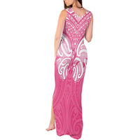 New Zealand Breast Cancer Awareness Tank Maxi Dress Maori Butterfly Pink Ribbon - Polynesian Pride