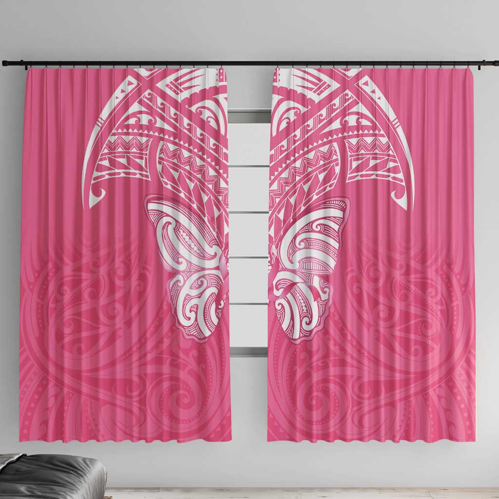New Zealand Breast Cancer Awareness Window Curtain Maori Butterfly Pink Ribbon - Polynesian Pride
