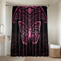 New Zealand Breast Cancer Awareness Bathroom Set Maori Butterfly Pink Ribbon Black Version - Polynesian Pride